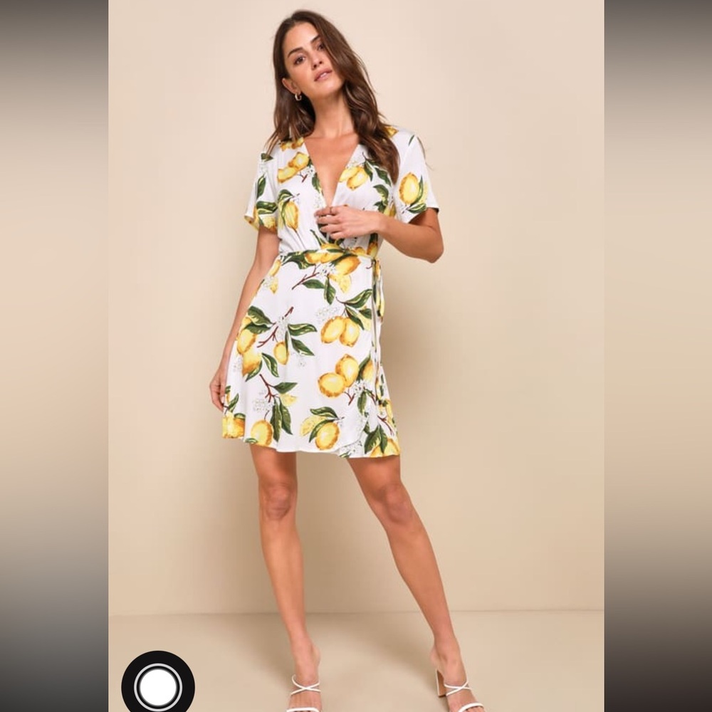 Lemon Print Wrap Sundress